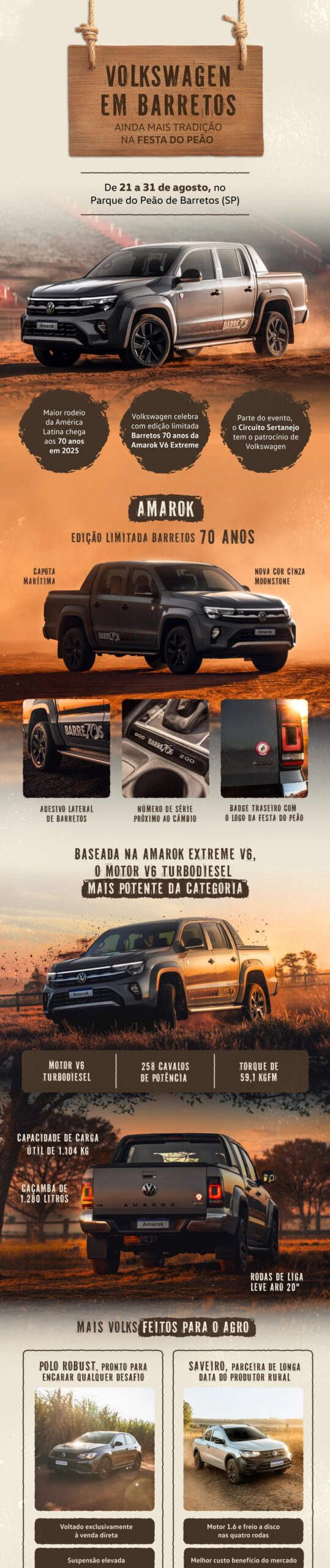 Volkswagen lança Amarok edição especial e exibe linha agro na Festa do Peão de Barretos 2025 - Imagem do artigo