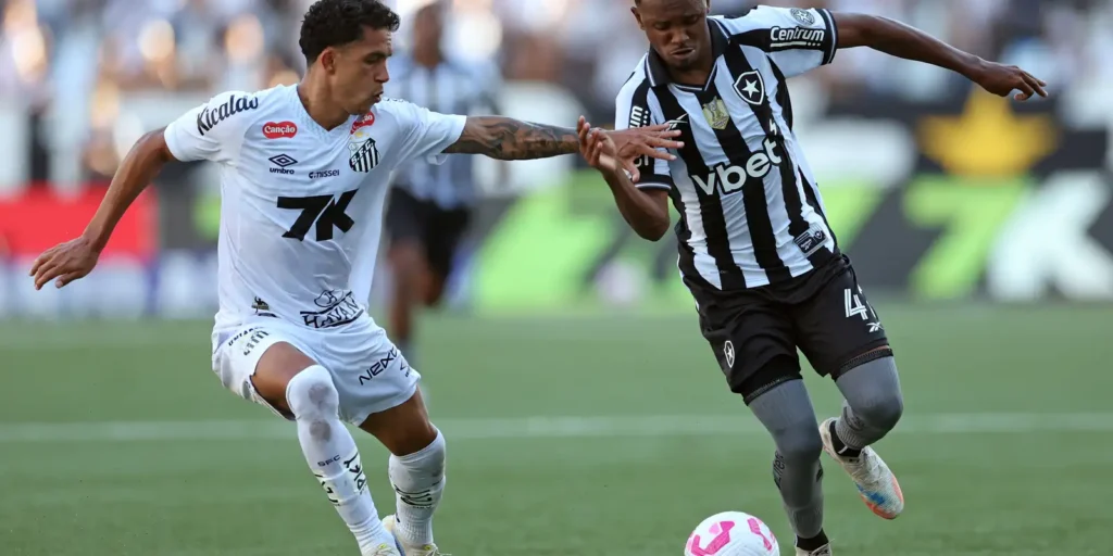 Botafogo abre o placar em 22 segundos, mas permite empate do Santos pelo Brasileirão