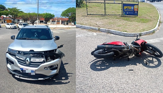 Motociclista se fere em colisão com carro na Rodovia João Bebe Água, em São Cristóvão