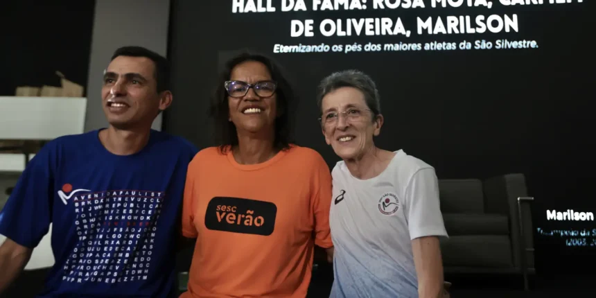 Três lendas do atletismo gravam seus pés no Hall da Fama da São Silvestre
