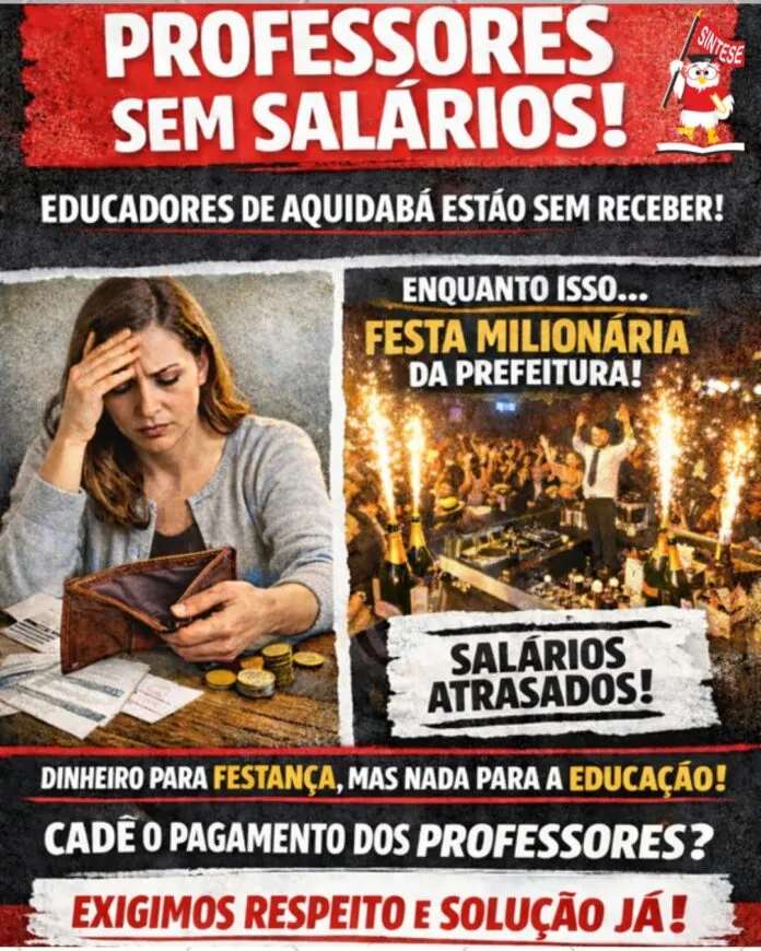 SinteSE solicita ao TCE-SE suspensão de festa em Aquidabã até quitação de salários do magistério