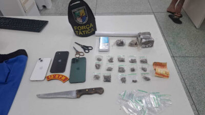 PM recupera três celulares e apreende drogas após arrastão na Orla