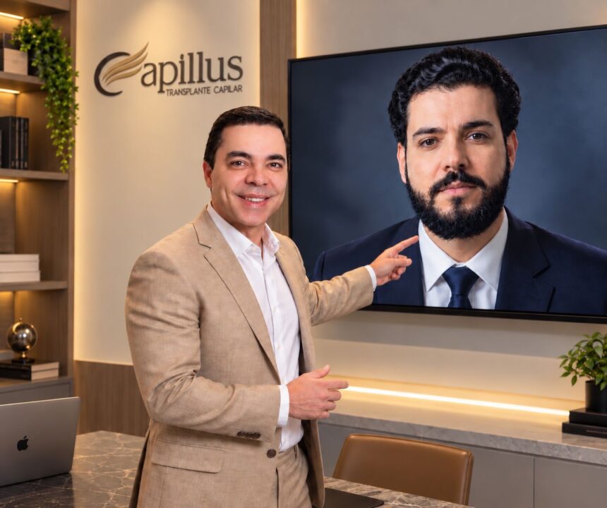 Procedimento de transplante de barba em clínica de restauração capilar